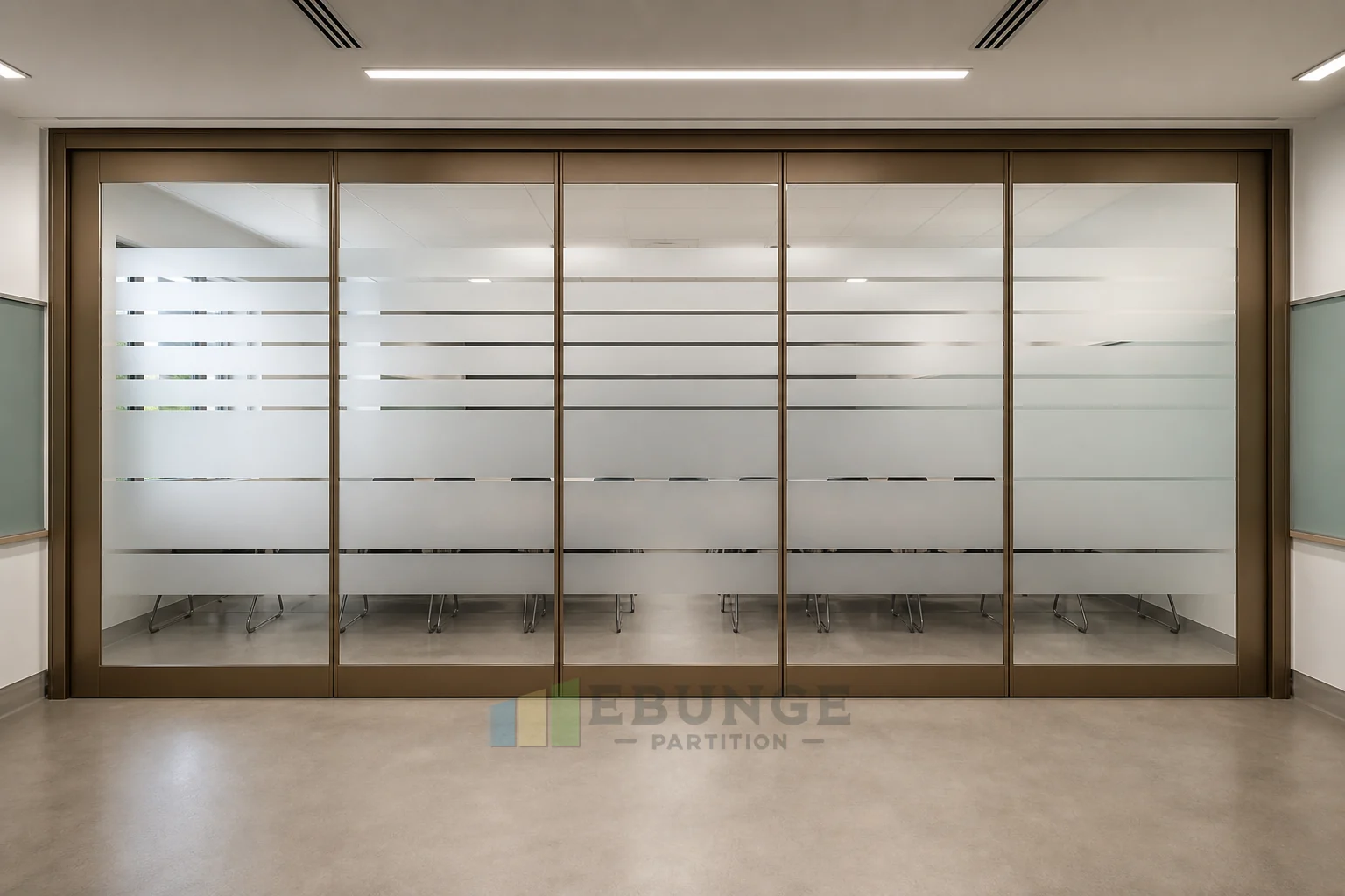 University Training Room Acoustic Planning with Movable Glass Walls — opening application view explanatory EBUNGE movable glass wall concept