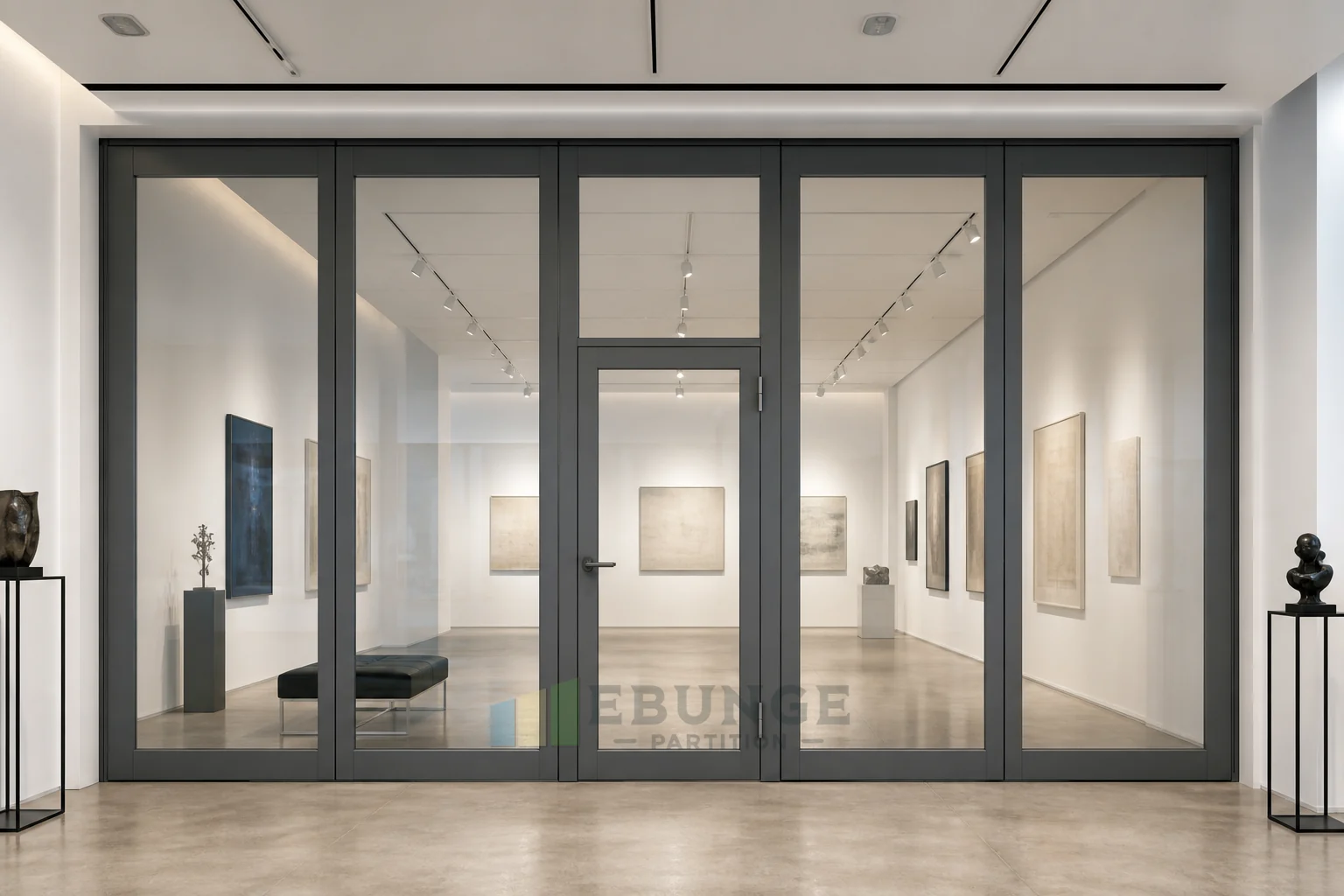 Movable Glass Walls for Exhibition Hall Briefing Zones — opening application view explanatory EBUNGE movable glass wall concept