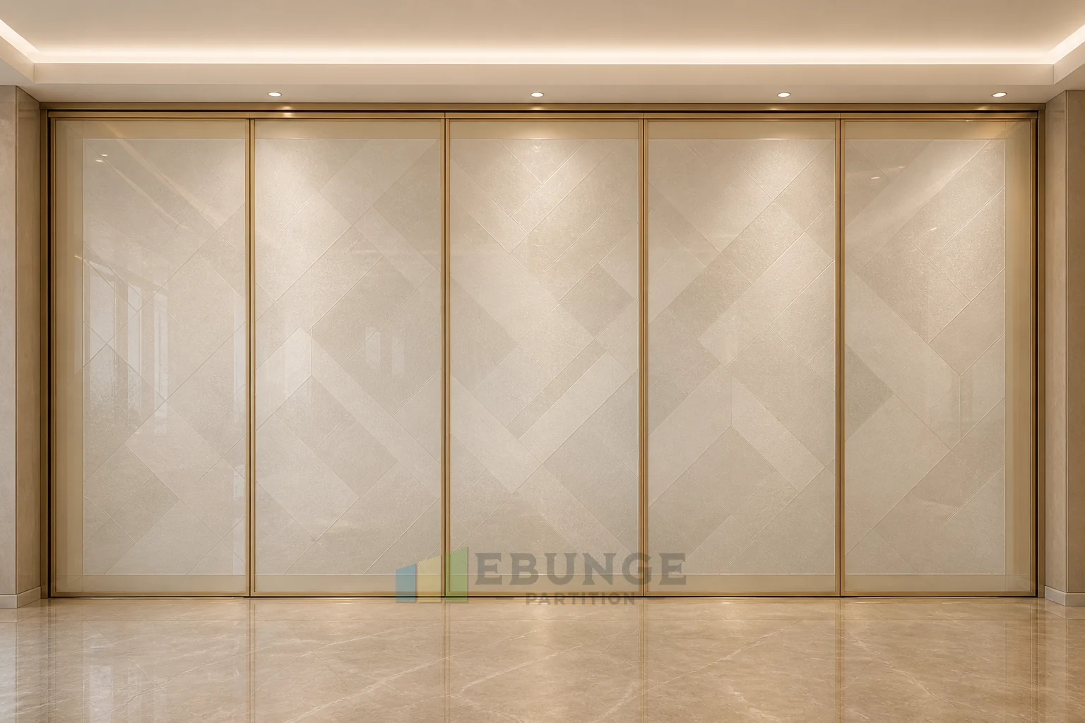 Auditorium Foyer Event Separation Acoustic Planning with Movable Glass Walls — opening application view explanatory EBUNGE movable glass wall concept