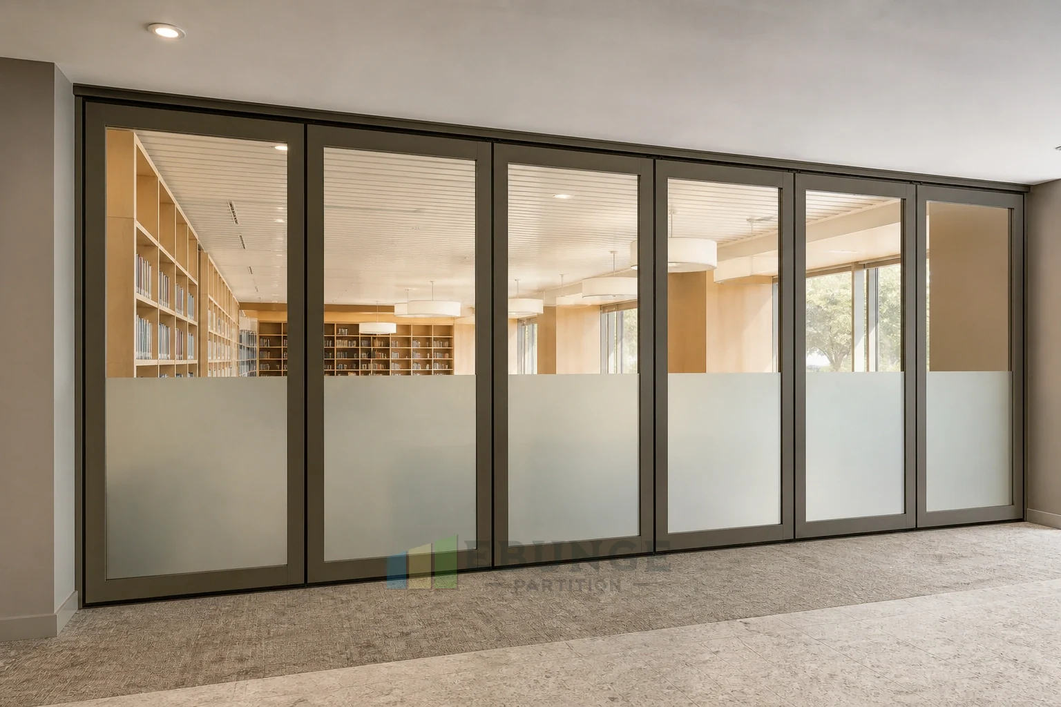 How Top-Hung Movable Glass Walls Seal Without a Floor Track — alternative interior application explanatory EBUNGE movable glass wall concept