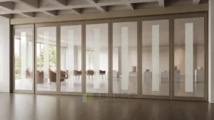 EBUNGE framed movable glass partition concept for museum conference studio architectural bronze