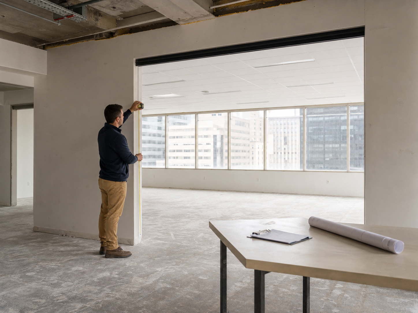 Illustrative survey of a commercial opening before movable partition planning