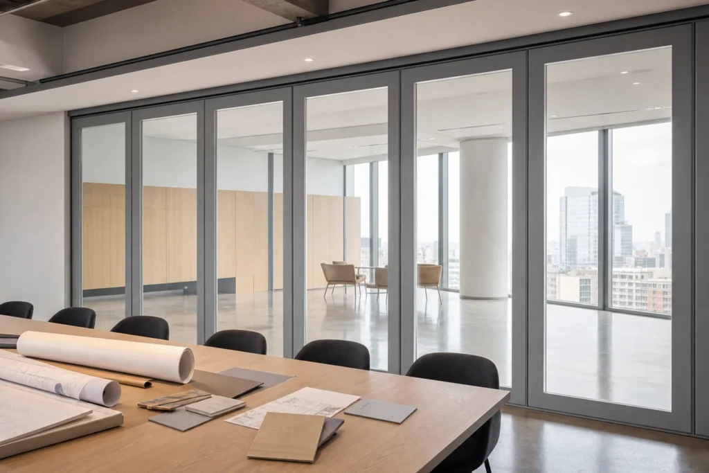 Movable glass partition drawing review