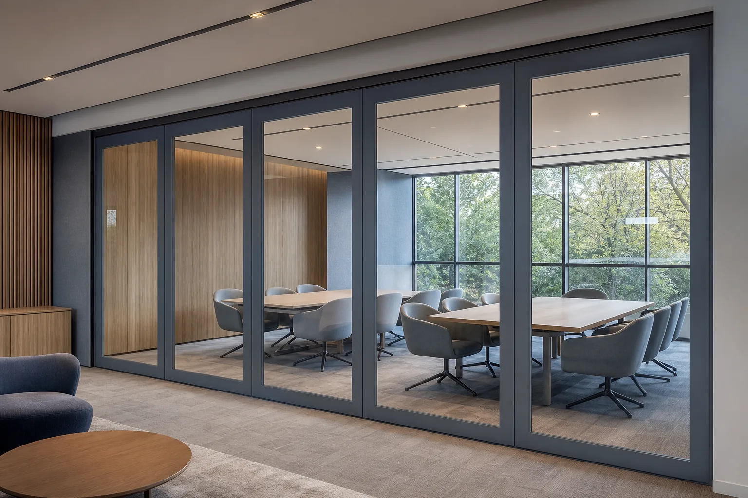 How to Set an Acoustic Rating Range for a Movable Glass Wall — opening application view explanatory EBUNGE movable glass wall concept