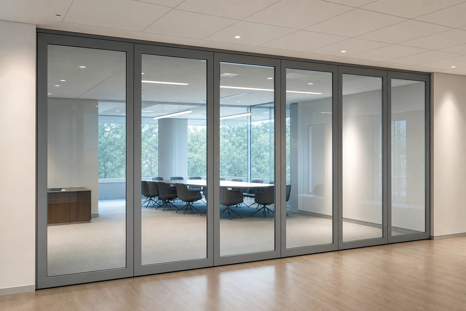 How to Sequence a Movable Glass Wall in the Construction Programme — opening application view explanatory EBUNGE movable glass wall concept