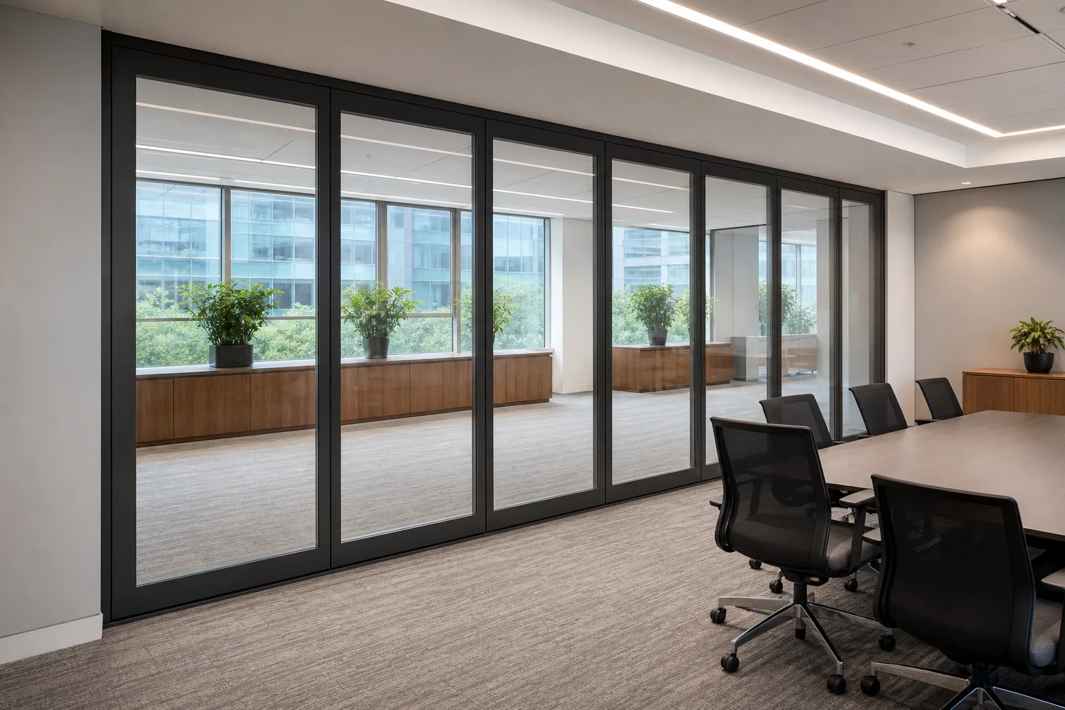 How to Plan Furniture Clearances Around a Movable Glass Wall — opening application view explanatory EBUNGE movable glass wall concept