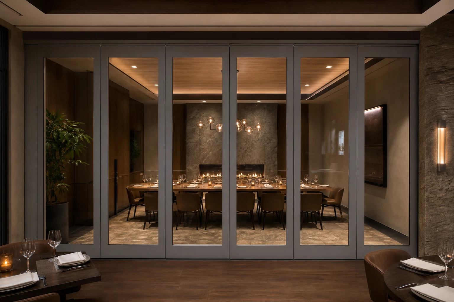 Column Interface Planning for Movable Glass Walls — opening application view explanatory EBUNGE movable glass wall concept