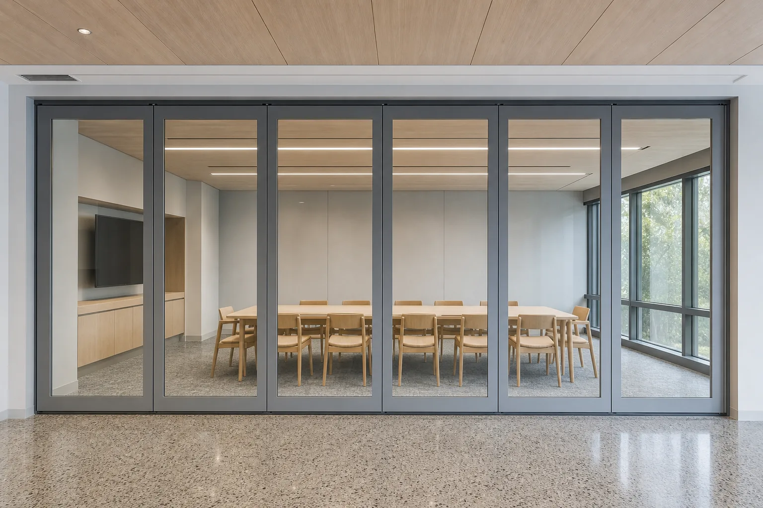 How to Review Safety Glass Requirements for a Movable Glass Wall — opening application view explanatory EBUNGE movable glass wall concept