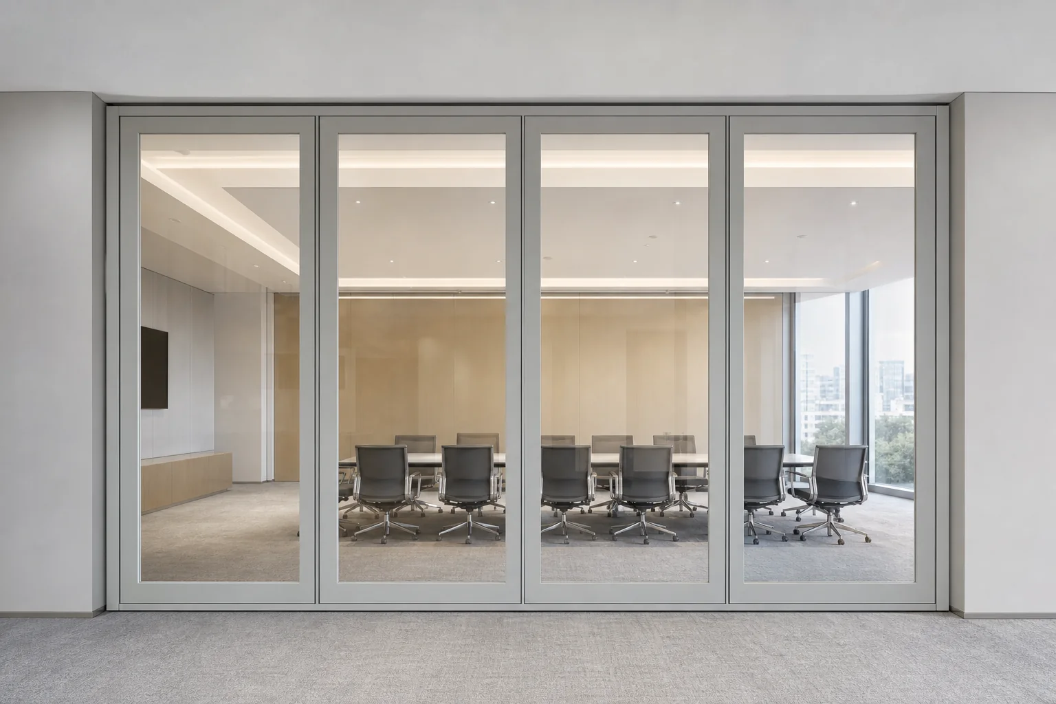 How to Review Wall-Side Closures for Movable Glass Partitions — opening application view explanatory EBUNGE movable glass wall concept