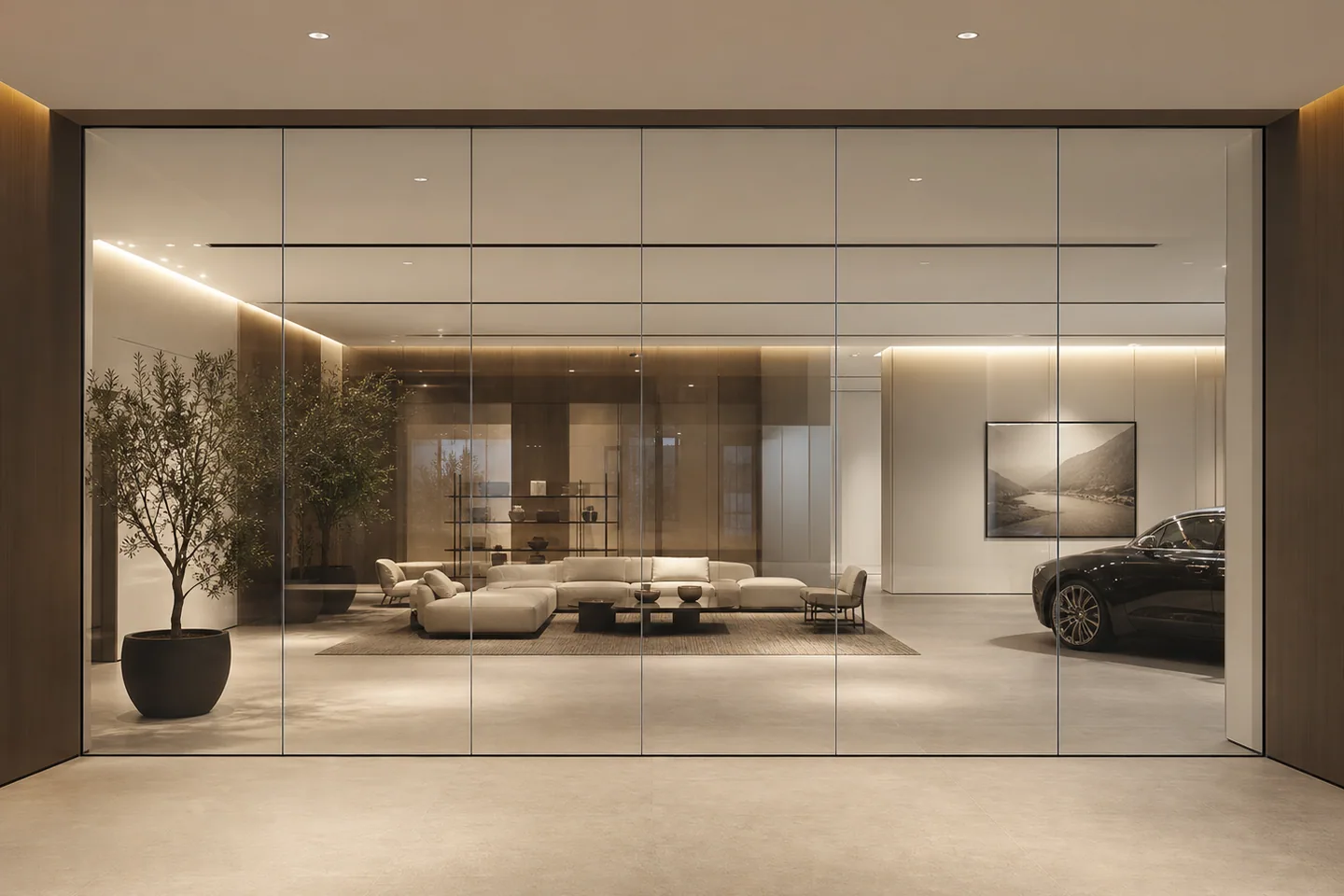 Frameless movable glass partition system